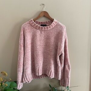 Sanctuary Pink Crew Neck Sweater with Relaxed Fit and Ribbed Cuffs